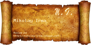 Mikolay Irma névjegykártya